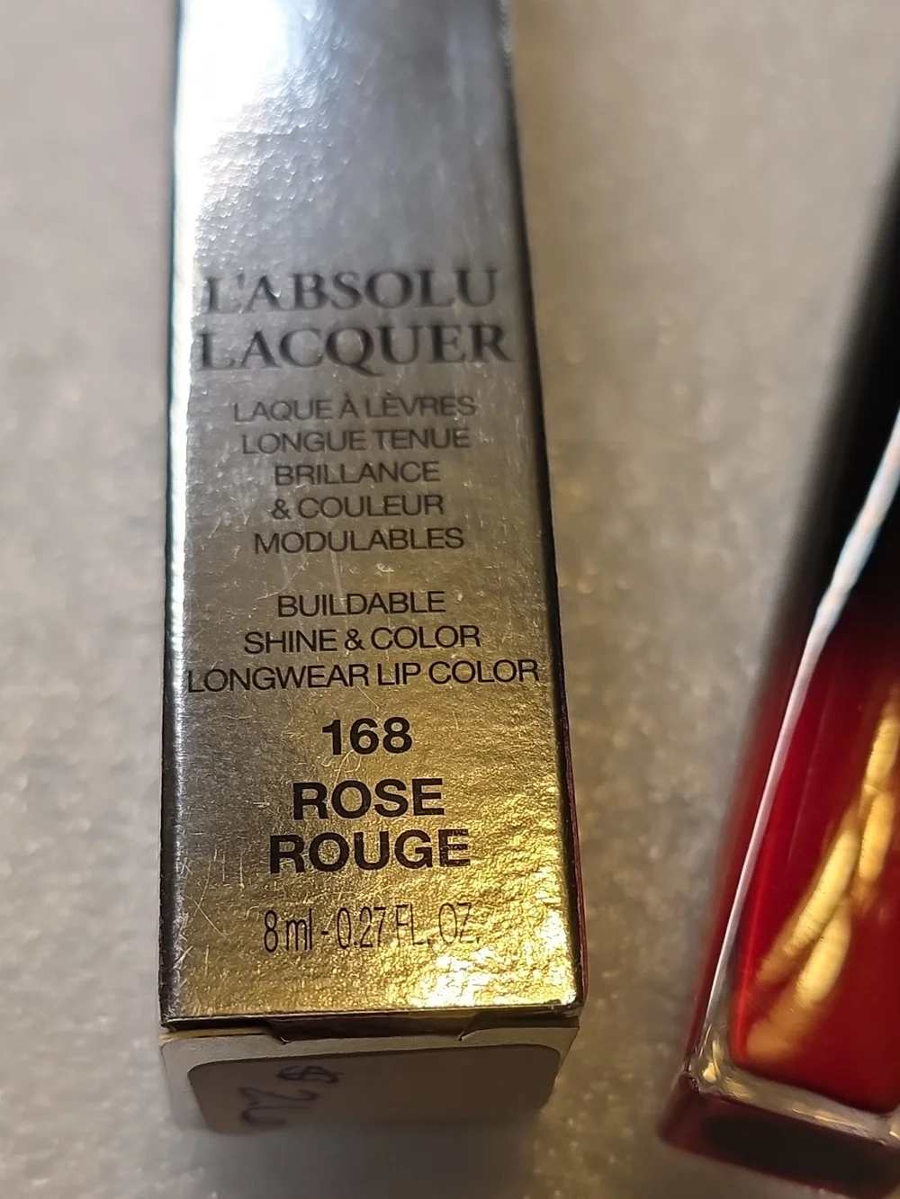 L'Absolu Lacquer Liquid Lipstick — 168 Rose Rouge (Pink/Red)